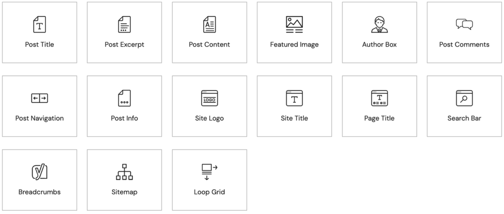Elementor Pro Thema Widgets