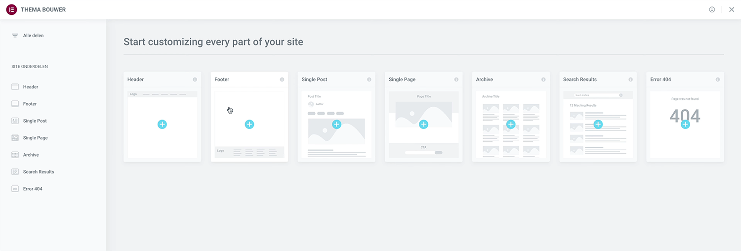 Thema bouwer Elementor